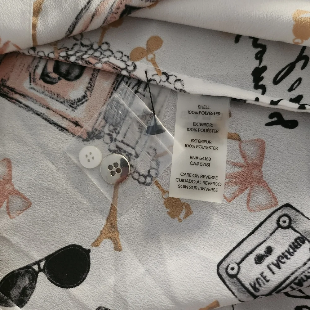 KARL LAGERFELD PARIS Whimsical Signature-Printed Blouse size M NWOT - Picture 8 of 8
